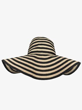 BANANA REPUBLIC Wide Brim Floppy Striped Straw Hat - Size S/M